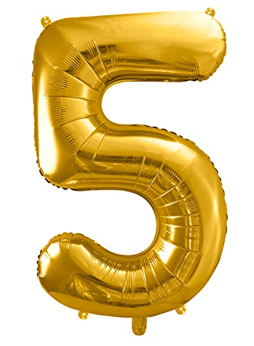 XXL Folienballon 5 Geburtstag goldener Ballon 5. Geburtstag Größe 100cm Deko Jubiläum 5 Jahre Kindergeburtstag Luftballon 5 Gold von Libetui