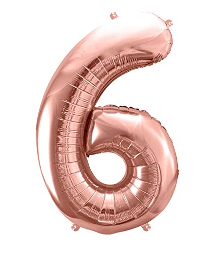 XXL Luftballon 6. Geburtstag Rosegold Folienballon 6 Geburtstag Mädchen Metallic Hochwertig Ballon 6 Deko Kindergeburtstag Mädchen von Libetui