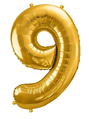 Luftballon 9. Geburtstag Folienballon 9 Gold XXL 100cm Ballon 9 Geburtstag Deko Jubiläum 9 Jahre Kindergeburtstag 9 Ballon Zahl 9 Gold von Libetui