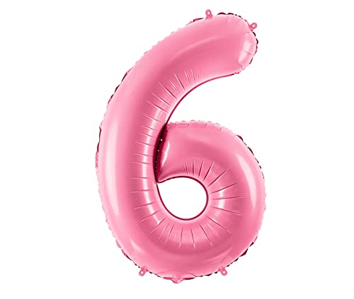XXL Luftballon 6. Geburtstag Rosa Folienballon 6 Geburtstag Mädchen Hochwertig Pink Ballon 6 Deko Kindergeburtstag Mädchen von Libetui