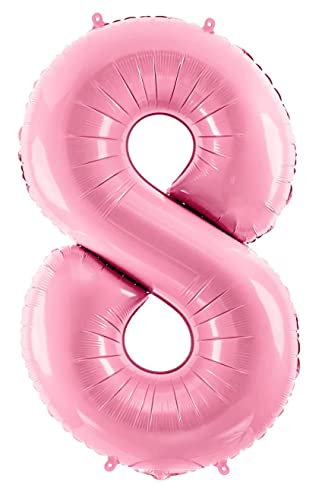 Hochwertiger XXL Folienballon 8 Geburtstag Ballon 8. Geburtstag Mädchen Größe 100cm Luftballon Zahl 8 Pink von Libetui
