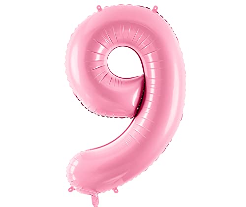 XXL Folienballon 9 Rosa Ballon 9. Geburtstag Ballon 9 Geburtstag Mädchen Deko Jubiläum 9 Jahre Kindergeburtstag Folienluftballon Nummer 9 Pink von Libetui