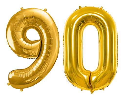 Luftballon 90. Geburtstag Ballon 90 Gold Folienballon 90 XXL Größe 86cm-100cm Gold Metallic Dekoballon 90 Geburtstag Deko Jubiläum 90 Jahre Folienluftballon Zahl 90 Gold von Libetui