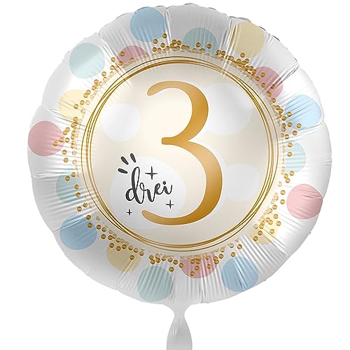 Bunter Ballon 3. Geburtstag pastell Folienballon 3 Jahr Mädchen Junge Geschenk Kinder 3. Geburtstag Luftballon drei, Made in EU Bunter Ballon 3. Geburtstag pastell Folienballon 3 Jahr Mädchen Junge Geschenk Kinder 3. Geburtstag Luftballon drei, Made in EU von Libetui