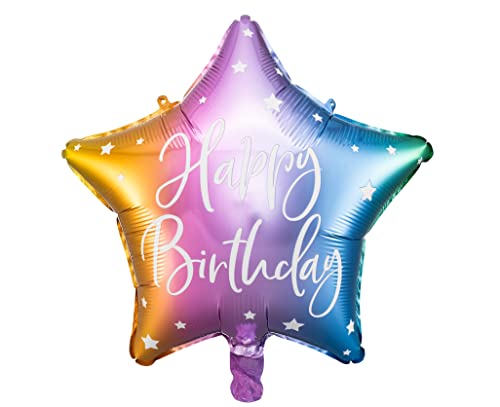 Regenbogen Folienballon Happy Birthday Ballon Stern Geburtstag Dekoballon Luftballon Deko Geburtstagsballon Sternform 40cm von Libetui