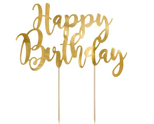 Cake Topper Happy Birthday Gold Made in EU Kuchenaufstecker Geburtstag Kuchendeko Kuchenstecker aus Holz & Pappe Tortendeko Geburtstag Kinder Erwachsene Cake Topper Happy Birthday Gold Made in EU Kuchenaufstecker Geburtstag Kuchendeko Kuchenstecker aus Holz & Pappe Tortendeko Geburtstag Kinder Erwachsene von Libetui