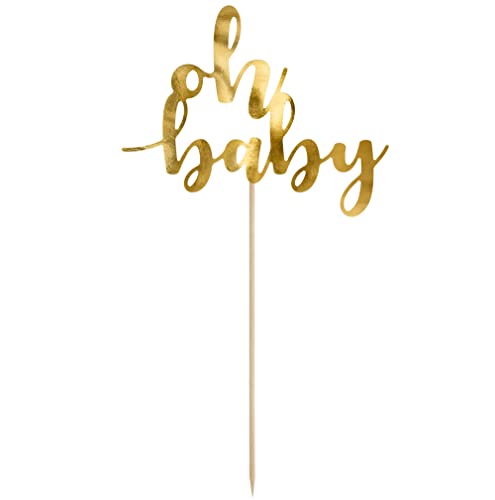 Cake Topper Baby 'Oh Baby' Gold Kuchenstecker Baby Made in EU Kuchenaufsatz Deko Kuchen Muffin Cupcake Babyparty Baby Shower Tortenstecker Oh Baby von Libetui