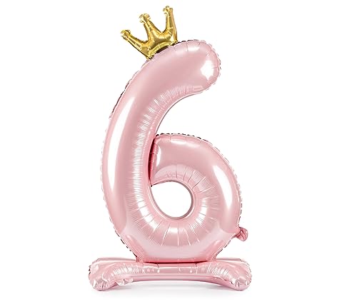 Folienballon 6. Geburtstag XXL Ballon 6 Hellrosa mit Standfuß selbststehend Ballon 6 Geburtstag Mädchen Kindergeburtstag Luftballon Zahl 6 Rosa mit goldener Krone, 84cm Folienballon 6. Geburtstag XXL Ballon 6 Hellrosa mit Standfuß selbststehend Ballon 6 Geburtstag Mädchen Kindergeburtstag Luftballon Zahl 6 Rosa mit goldener Krone, 84cm von Libetui