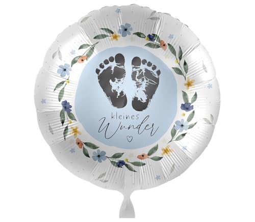 Folienballon Baby 'Kleines Wunder' Ballon Geburt Deko Babyparty Ballon Willkommen Baby Junge Luftballon Made in EU, hellblau, Babyfüße Folienballon Baby 'Kleines Wunder' Ballon Geburt Deko Babyparty Ballon Willkommen Baby Junge Luftballon Made in EU, hellblau, Babyfüße von Libetui
