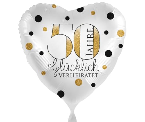 Folienballon Goldene Hochzeit 50 Jahre glücklich verheiratet Luftballon Deko 50. Hochzeitstag 50-jährige Ehejubiläum | Made in EU | Geschenk Brautpaar Eltern zur Goldhochzeit von Libetui