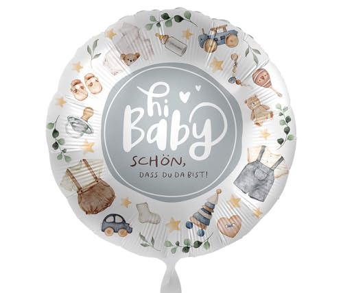 Folienballon Hi Baby 'Schön, dass du da bist' Ballon Babyparty Geburt Party Baby Junge Luftballon Made in EU, Helium geeignet Folienballon Hi Baby 'Schön, dass du da bist' Ballon Babyparty Geburt Party Baby Junge Luftballon Made in EU, Helium geeignet von Libetui