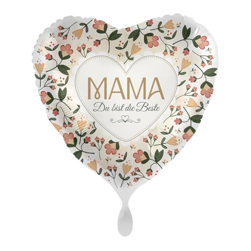 Folienballon Mama -Du bist die Beste- Made in EU - Ballon Muttertag Deko Geschenk Mama Blumen Geburtstag Mutter Luftballon Geschenk Mutti, Helium geeignet von Libetui