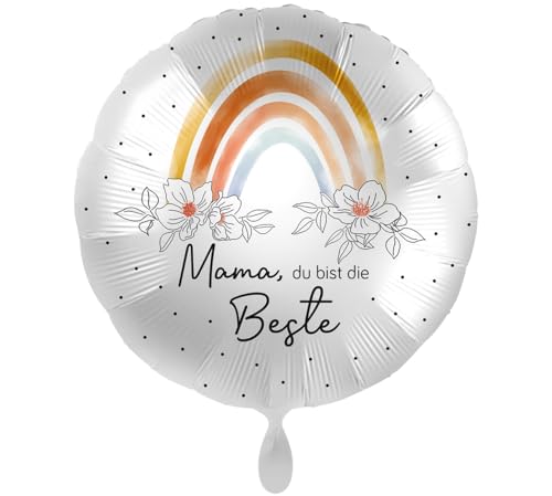 Folienballon 'Mama - Du Bist Die Beste' Regenbogen Ballon Blumen Muttertag Deko Geschenk Geburtstag Luftballon Mutti, Made in EU, Helium Geeignet von Libetui