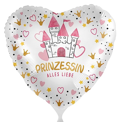 Folienballon Prinzessin Alles Liebe Ballon Deko Geburtstag Mädchen Frauen Geschenk Herzen Luftballon Made in EU, Helium geeignet von Libetui