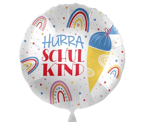 Folienballon Schulanfang Hurra Schulkind Luftballon Geschenk Schulkinder zum Schulbeginn Ballon 1. Klasse Schuleinführung Einschulung -Made in EU- Helium geeignet von Libetui