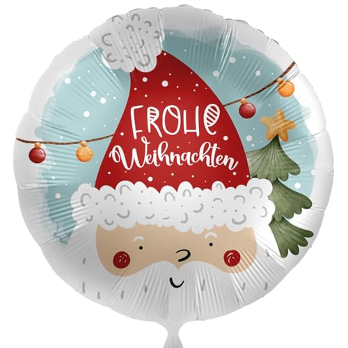 Folienballon Weihnachtsmann Weihnachtsmütze 'Frohe Weihnachten' Merry Christmas Ballon Deko Weihnachtsparty Weihnachtsfeier Luftballon Made in EU, Geschenk zu Weihnachten von Libetui