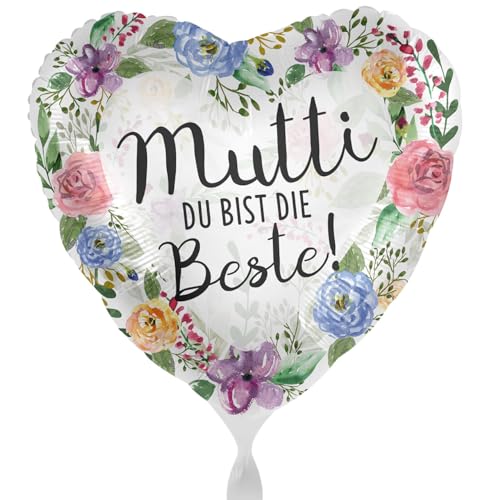 Folienballon für Mama 'Mutti - Du bist die Beste' Blumen Wasserfarben Ballon Muttertag Deko Geschenk Mama Geburtstag Luftballon Geschenk Mutti, Made in EU, Helium geeignet Folienballon für Mama 'Mutti - Du bist die Beste' Blumen Wasserfarben Ballon Muttertag Deko Geschenk Mama Geburtstag Luftballon Geschenk Mutti, Made in EU, Helium geeignet von Libetui