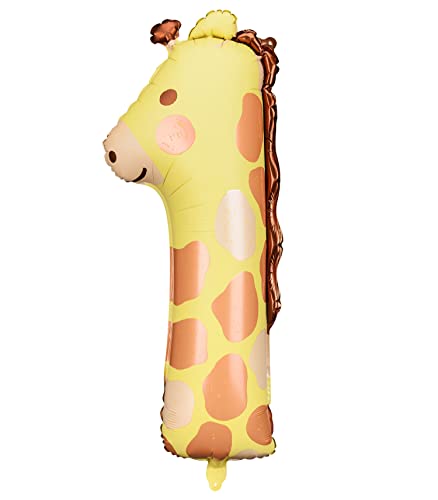 Ballon 1. Geburtstag XXL Folienballon 1 Giraffe Luftballon Zahl 1 Geschenk Kinder Safari Dschungel Deko 1st Birthday von Libetui