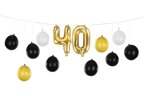 Girlande Ballon 40 Luftballons 40. Geburtstag Folienballon 40 Ballongirlande Zahl 40 Gold Deko Geburtstag 40, Schwarz, Weiß, 3 DIY Varianten Girlande Ballon 40 Luftballons 40. Geburtstag Folienballon 40 Ballongirlande Zahl 40 Gold Deko Geburtstag 40, Schwarz, Weiß, 3 DIY Varianten von Libetui