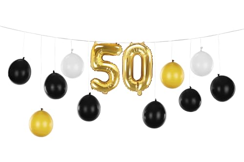 Girlande Ballon 50 Luftballons 50. Geburtstag Folienballon 50 Ballongirlande Gold Deko Geburtstag 50 Goldhochzeit Gold, Schwarz, Weiß, 3 DIY Varianten Girlande Ballon 50 Luftballons 50. Geburtstag Folienballon 50 Ballongirlande Gold Deko Geburtstag 50 Goldhochzeit Gold, Schwarz, Weiß, 3 DIY Varianten von Libetui