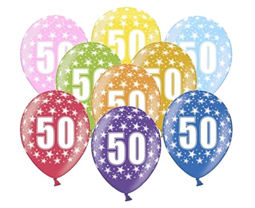 10 kunterbunte Luftballons 50 Geburtstag Ballon 50 Made in EU Größe 30cm Metallic Deko Luftballons 50. Geburtstag Frauen Männer Goldene Hochzeit Ballons 50 von Libetui
