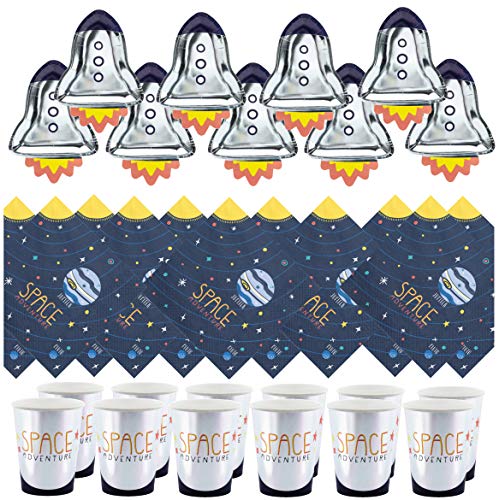 Libetui 44 TLG. Geschirr Set Space Party Weltraum Weltall Expedition Kindergeburtstag Teller Becher Servietten für bis zu 12 Kinder Libetui 44 TLG. Geschirr Set Space Party Weltraum Weltall Expedition Kindergeburtstag Teller Becher Servietten für bis zu 12 Kinder von Libetui