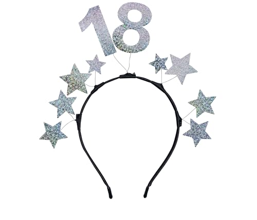 Libetui Glamouröser Haarreif 18 Geburtstag Mädchen funkelnde Sterne Silber Stirnband Kostüm Geschenk 18. Geburtstag Krone Party Stern Glitzer, Universal Größe ca. 22cm Libetui Glamouröser Haarreif 18 Geburtstag Mädchen funkelnde Sterne Silber Stirnband Kostüm Geschenk 18. Geburtstag Krone Party Stern Glitzer, Universal Größe ca. 22cm von Libetui