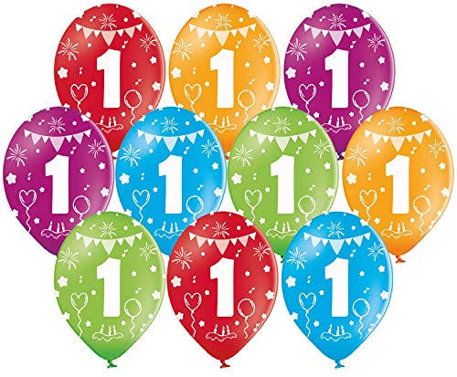 Set 10 Luftballons 1. Geburtstag Made in EU bunte Ballons 1 Luftballon 1. Geburtstag Junge Mädchen Ballons Zahl 1 von Libetui