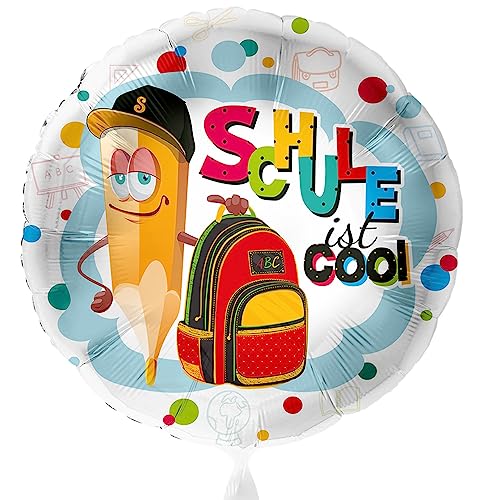 'Schule ist cool' Ballon zum Schulanfang Folienballon Geschenk Schulkind zur Einschulung Luftballon 1. Schultag Schulstart - Helium geeignet von Libetui