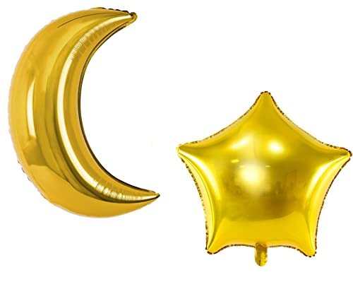 Set XL Folienballons Mond und Stern goldene Ballons Deko Baby Party Kindergeburtstag Kinderzimmer Party Deko Moon Star Set XL Folienballons Mond und Stern goldene Ballons Deko Baby Party Kindergeburtstag Kinderzimmer Party Deko Moon Star von Libetui