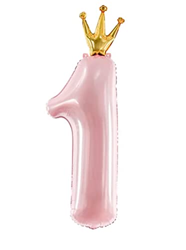 XXL Folienballon 1 Geburtstag Mädchen Rosa Ballon 1. Geburtstag Kindergeburtstag Mädchen Luftballon Zahl 1 Pink mit goldener Krone XXL Folienballon 1 Geburtstag Mädchen Rosa Ballon 1. Geburtstag Kindergeburtstag Mädchen Luftballon Zahl 1 Pink mit goldener Krone von Libetui