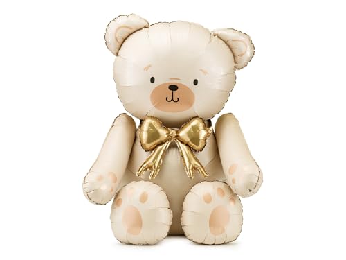 XXL Folienballon Teddybär Creme selbststehend Luftballon Bär Babyparty Baby Geburtstag Mädchen Junge Geschenk Geburt Kinderzimmer Kindergeburtstag von Libetui