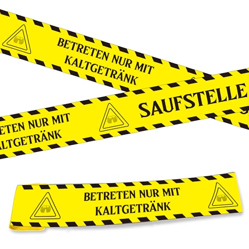 Lichtfroh Lustiges Party-Absperrband „Saufstelle“ – 30m Flatterband für Malle, Festivals, JGA & Geburtstag – Bierparty-Deko, Camping Zubehör, Festival Gadgets & Trinkzubehör für Männer Lichtfroh Lustiges Party-Absperrband „Saufstelle“ – 30m Flatterband für Malle, Festivals, JGA & Geburtstag – Bierparty-Deko, Camping Zubehör, Festival Gadgets & Trinkzubehör für Männer von Lichtfroh