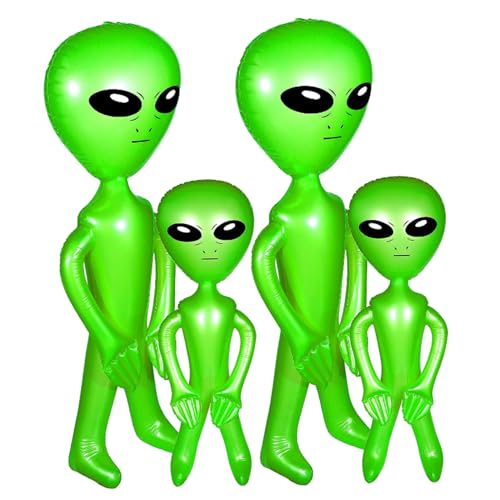 Aufblasbare Alienballons, 4pcs PVC Alien Toy, kein Leckdekor für Halloween -Geburtstagsfeier/66, 93 & 33, 46 Zoll von Licsaliwe