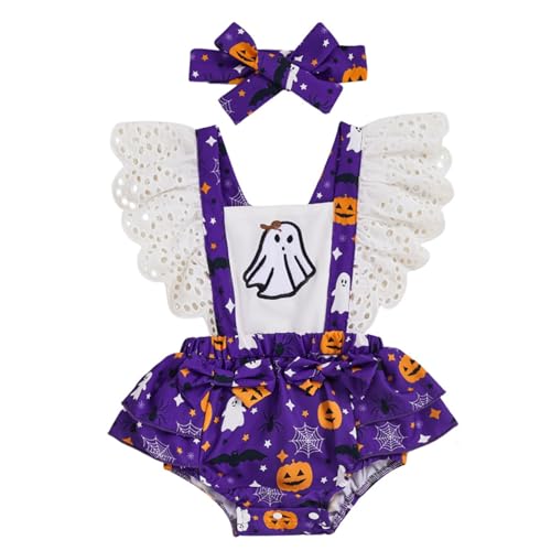 Halloween-Baby-Outfit weiches Baumwoll-Baby-Mädchen-Halloween-Outfit süßer ärmelloser Einteiler-Overall für die Home-Party Lila Halloween-Baby-Outfit weiches Baumwoll-Baby-Mädchen-Halloween-Outfit süßer ärmelloser Einteiler-Overall für die Home-Party Lila von Licsaliwe