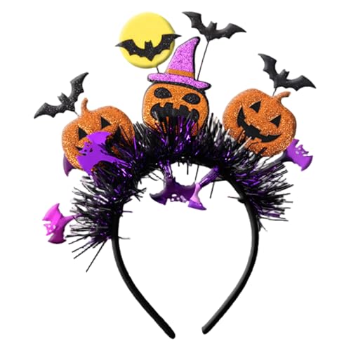 Halloween-Stirnband Kürbis-Stirnband aus Filz mit bunten Streifen und Quasten flexible Halloween-Kostüme für Party-Cosplay-Dekoration Gelb + Lila von Licsaliwe
