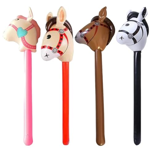 Licsaliwe Aufblasbarer Pferdestick PVC, 4Pcs 37-Zoll-Kinderspielzeug zum Weihnachtsgeburtstag Themenparty von Licsaliwe