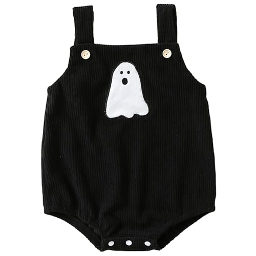 Licsaliwe Baby-Halloween-Outfit Geistermuster Halloween-Babykleidung ärmelloses Baumwoll-Jumpsuit-Outfit für Säuglinge 80 cm von Licsaliwe