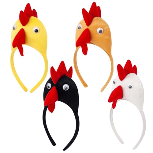 Licsaliwe Chicken Hair Hoop, 4pcs Rooster Stirnband, Neuheit Animal Chick Dekoration für Halloween Kostüm Holiday Party Geburtstagsfeier Cosplay Licsaliwe Chicken Hair Hoop, 4pcs Rooster Stirnband, Neuheit Animal Chick Dekoration für Halloween Kostüm Holiday Party Geburtstagsfeier Cosplay von Licsaliwe