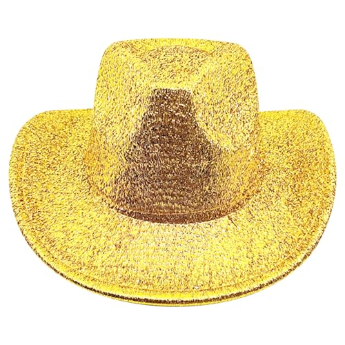 Licsaliwe Cowboyhut mit Pailletten breite Krempe Einheitsgröße glitzernder Cowgirlhut mit gewelltem Rand glitzernder Westernhut aus Polyester-Baumwolle in Gold für Partys Cosplay und den Alltag Licsaliwe Cowboyhut mit Pailletten breite Krempe Einheitsgröße glitzernder Cowgirlhut mit gewelltem Rand glitzernder Westernhut aus Polyester-Baumwolle in Gold für Partys Cosplay und den Alltag von Licsaliwe