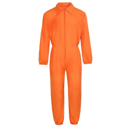 Licsaliwe Gefangenenkostüm Herren orangefarbener Jumpsuit mit Reißverschluss für Damen kurzärmeliger Overall Mechaniker-Overall für Halloween-Party Cosplay M Licsaliwe Gefangenenkostüm Herren orangefarbener Jumpsuit mit Reißverschluss für Damen kurzärmeliger Overall Mechaniker-Overall für Halloween-Party Cosplay M von Licsaliwe
