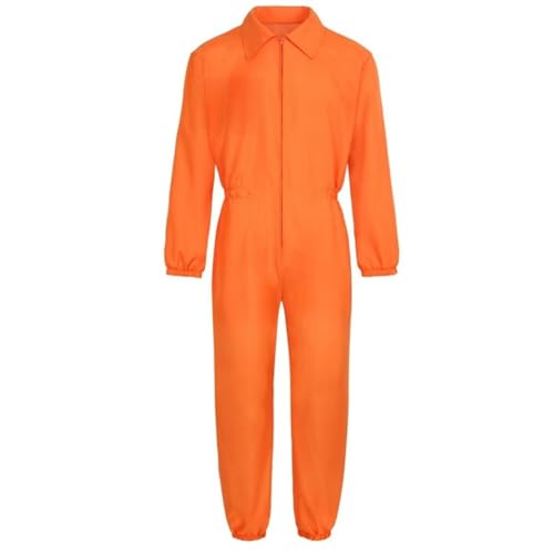Licsaliwe Gefangenenkostüm Herren orangefarbener Jumpsuit mit Reißverschluss für Damen kurzärmeliger Overall Mechaniker-Overall für Halloween-Party Cosplay XL Licsaliwe Gefangenenkostüm Herren orangefarbener Jumpsuit mit Reißverschluss für Damen kurzärmeliger Overall Mechaniker-Overall für Halloween-Party Cosplay XL von Licsaliwe