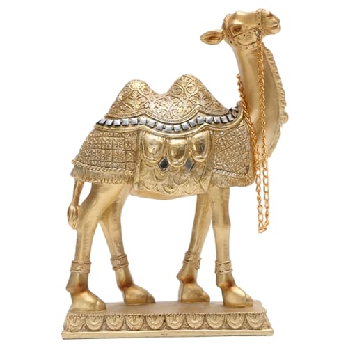 Licsaliwe Goldene Kamelstatue, Harztierfigur für Home Office Tisch Schreibtischdekor, exquisites kleines Dekor/ 6x7, 5 Zoll von Licsaliwe