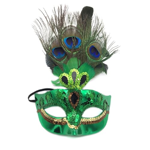 Licsaliwe Grüne Pfau -Maskerade -Maske, elegante Partymaske im venezianischen Stil mit Strasssteinen für formelle Veranstaltungen von Frauen von Licsaliwe
