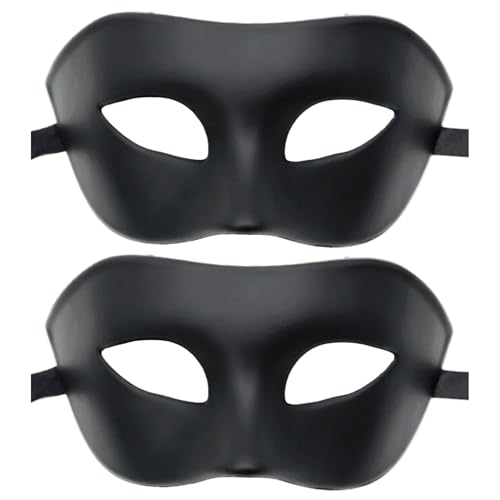 Licsaliwe Halbgesicht Leere Maskerade -Maske, 2pcs DIY Weiße Maske mit Bändern für Ball Proms Cosplay Halloween (schwarz) von Licsaliwe