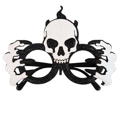Licsaliwe Halloween-Brille Brillengestell mit glitzerndem Totenkopf und Handskelett und flexiblem Bügel Halloween-Partygeschenke für Cosplay Foto-Requisiten Weiß Licsaliwe Halloween-Brille Brillengestell mit glitzerndem Totenkopf und Handskelett und flexiblem Bügel Halloween-Partygeschenke für Cosplay Foto-Requisiten Weiß von Licsaliwe
