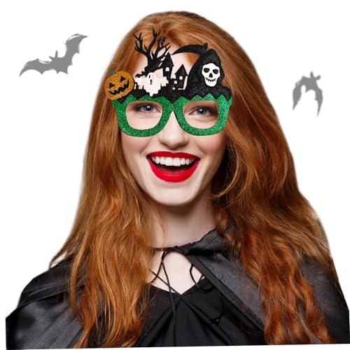 Licsaliwe Halloween-Sonnenbrille glitzernde Sensenmann-Spukhaus-Brillenfassung mit flexiblem Bügel Halloween-Partygeschenke für Cosplay und Foto-Requisiten Grün Licsaliwe Halloween-Sonnenbrille glitzernde Sensenmann-Spukhaus-Brillenfassung mit flexiblem Bügel Halloween-Partygeschenke für Cosplay und Foto-Requisiten Grün von Licsaliwe