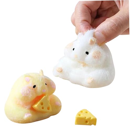 Licsaliwe Hamsterspielzeug, 2pcs entzückendes Stress -Relief -Spielzeug, Hamsterform mit Käse, Zappelspielzeug für Teenager Kinder Erwachsene Home Office (gelb, weiß) von Licsaliwe