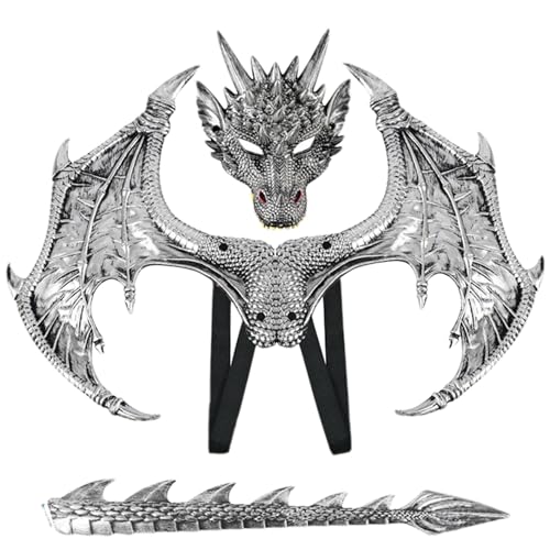 Licsaliwe Kids Dragon Kostümset, Halloween -Outfit mit Maske, Schwanz, Flügel für Dress -up Dragon Cosplay Party Masquerade von Licsaliwe