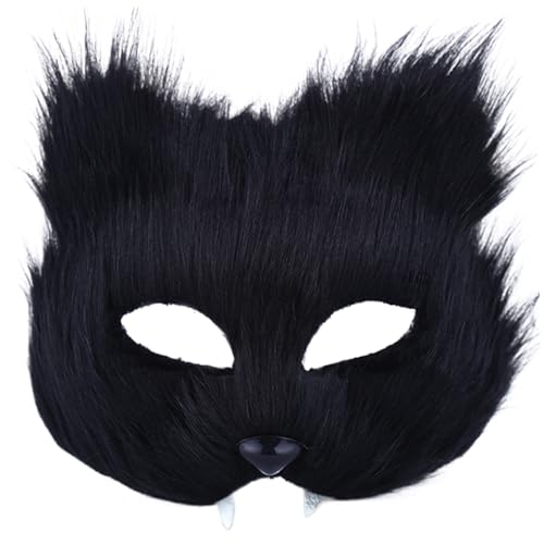 Licsaliwe Plüsch halbe Gesichts -Katzenfuchsmaske, realistische tierische Maske für Maskerade, Halloween -Kleid, Cosplay von Licsaliwe
